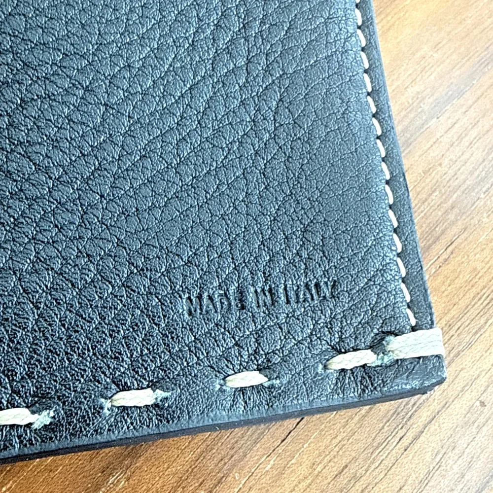 Fendi Selleria Leather Long Wallet - Black With Tan Thread - Great Condition! ￼